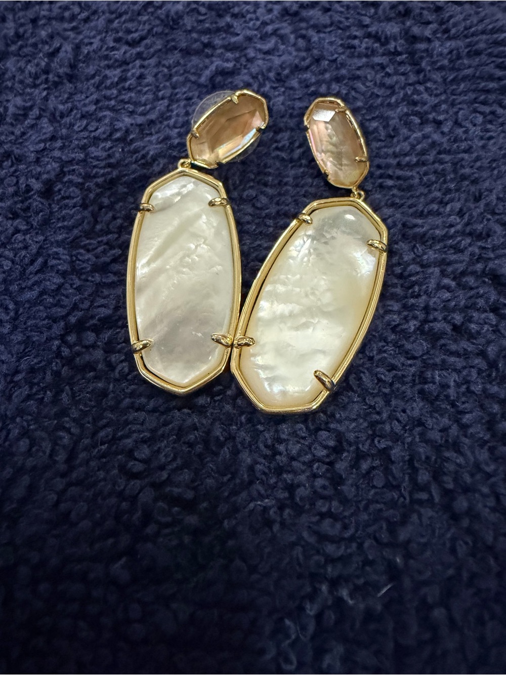 Kendra Scott Gold-Frame Mother-of-Pearl Drops with Light Pink Topstones